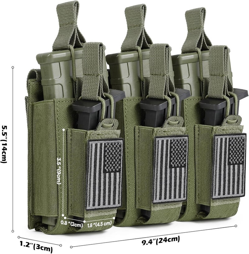 FRTKK حقيبة مجلات مولي مفتوحة من الأعلى مفردة/مزدوجة/ثلاثية لـ 5.56 مم M4 M16 AK AR Glock M1911 9 مم مع شارة علم الولايات المتحدة - Image 2